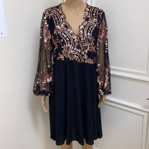 SHEIN ROSE GOLD SEQUIN DRESS
